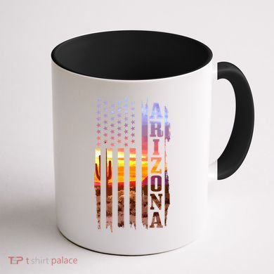 Arizona American Flag Landscape Cactus Patriotic Gift Coffee Mug back