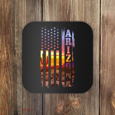 Arizona American Flag Landscape Cactus Patriotic Gift Coaster