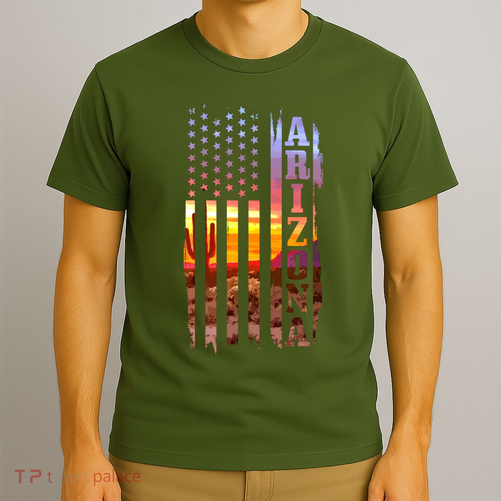 Arizona American Flag Landscape Cactus Patriotic Gift T-Shirt