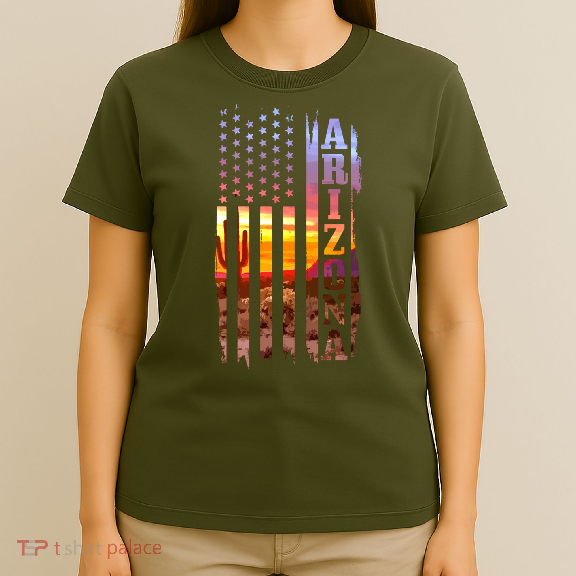 Arizona American Flag Landscape Cactus Patriotic Gift T-Shirt