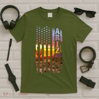 Arizona American Flag Landscape Cactus Patriotic Gift T-Shirt thumb 5