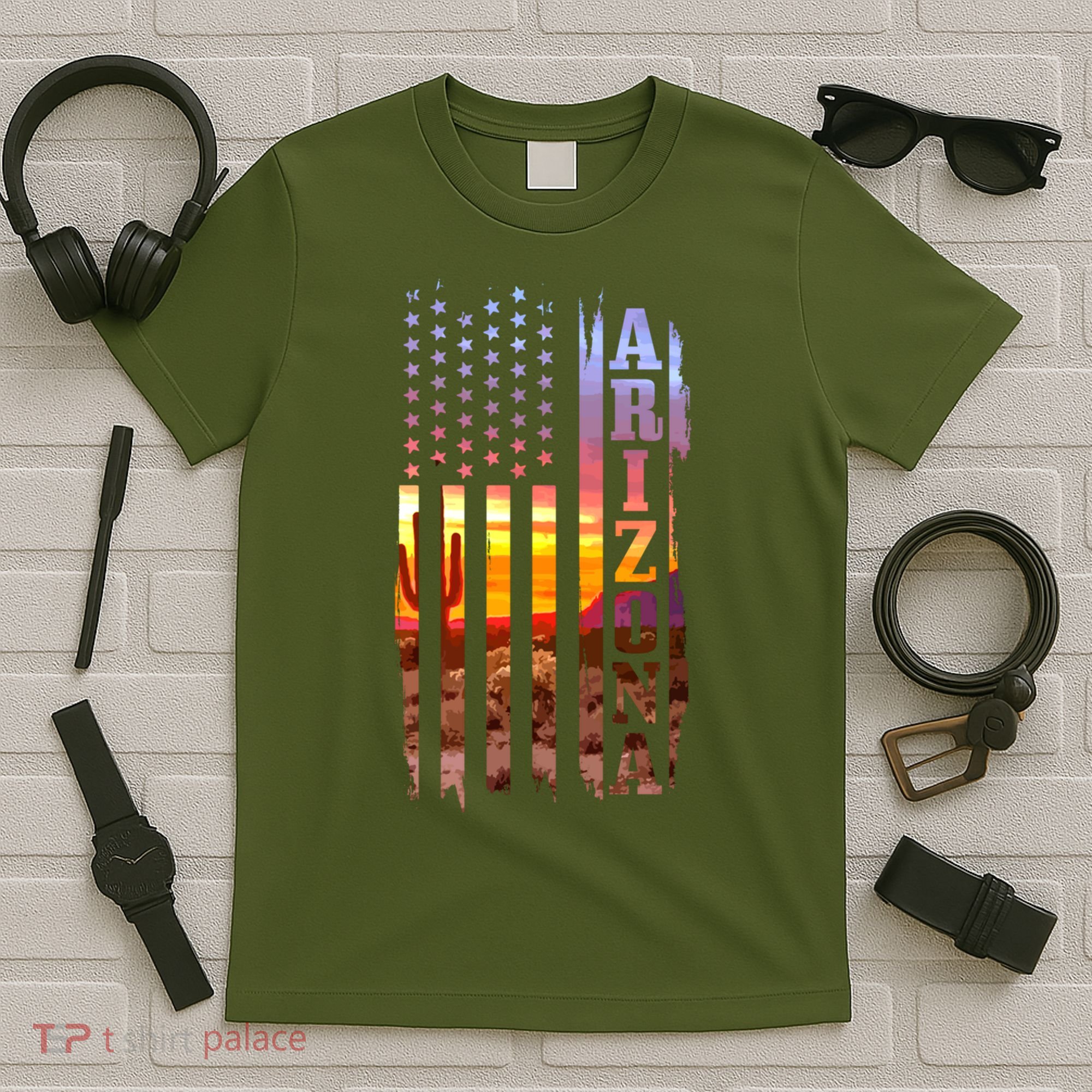 Arizona American Flag Landscape Cactus Patriotic Gift T-Shirt