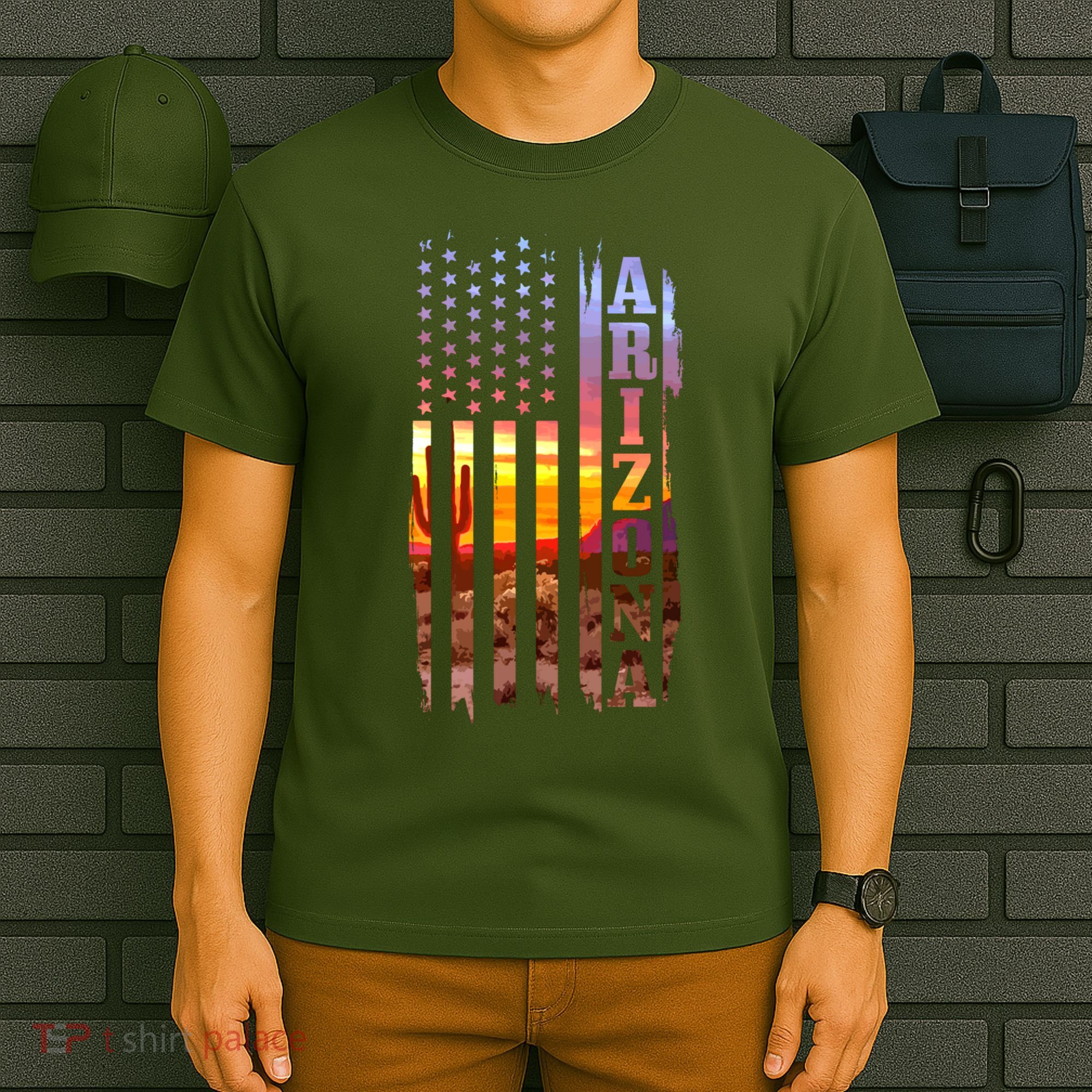 Arizona American Flag Landscape Cactus Patriotic Gift T-Shirt