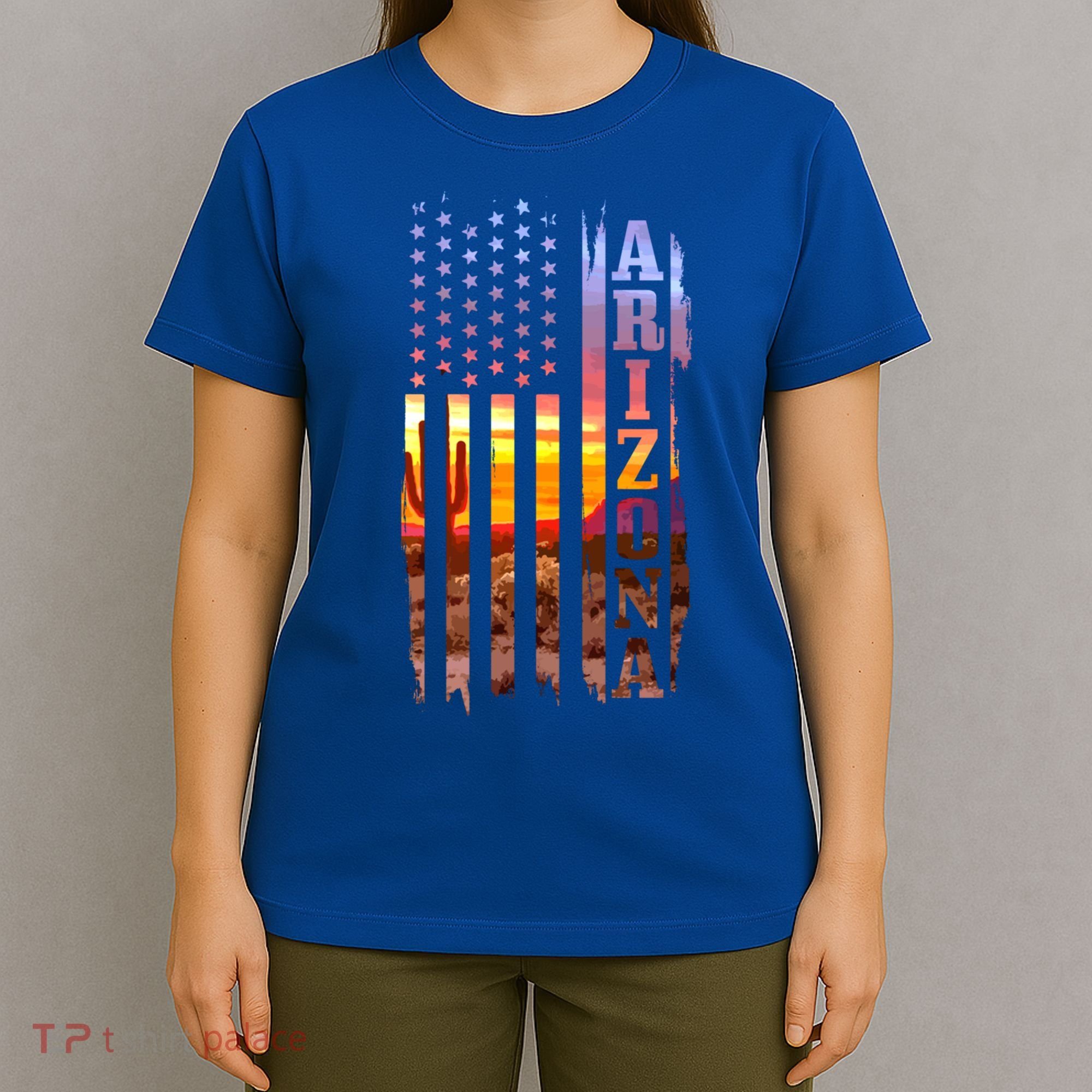 Arizona American Flag Pride Landscape Cactus Patriotic Gift Great Gift T-Shirt