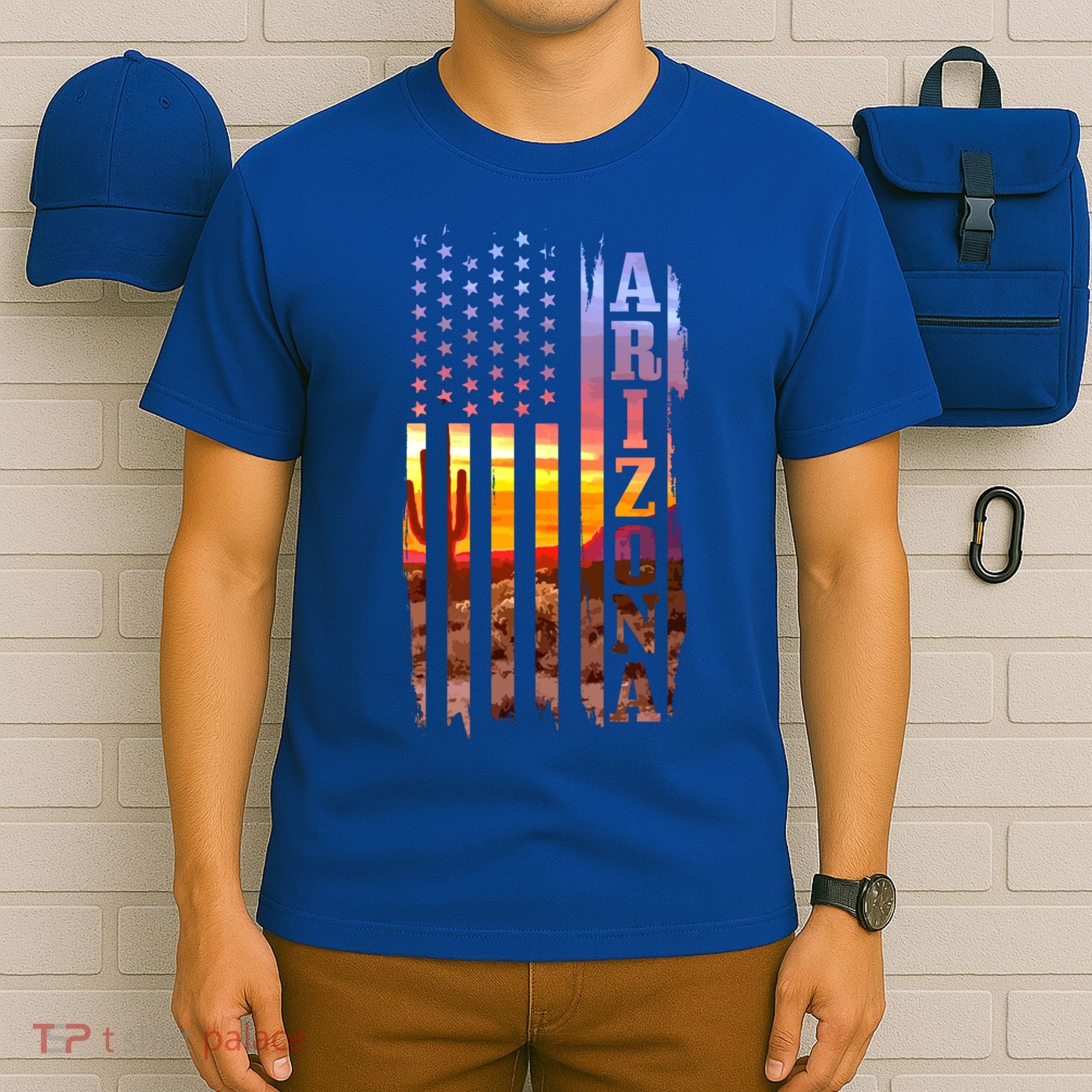 Arizona American Flag Pride Landscape Cactus Patriotic Gift Great Gift T-Shirt