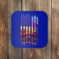 Arizona American Flag Pride Landscape Cactus Patriotic Gift Great Gift Coaster thumb 0