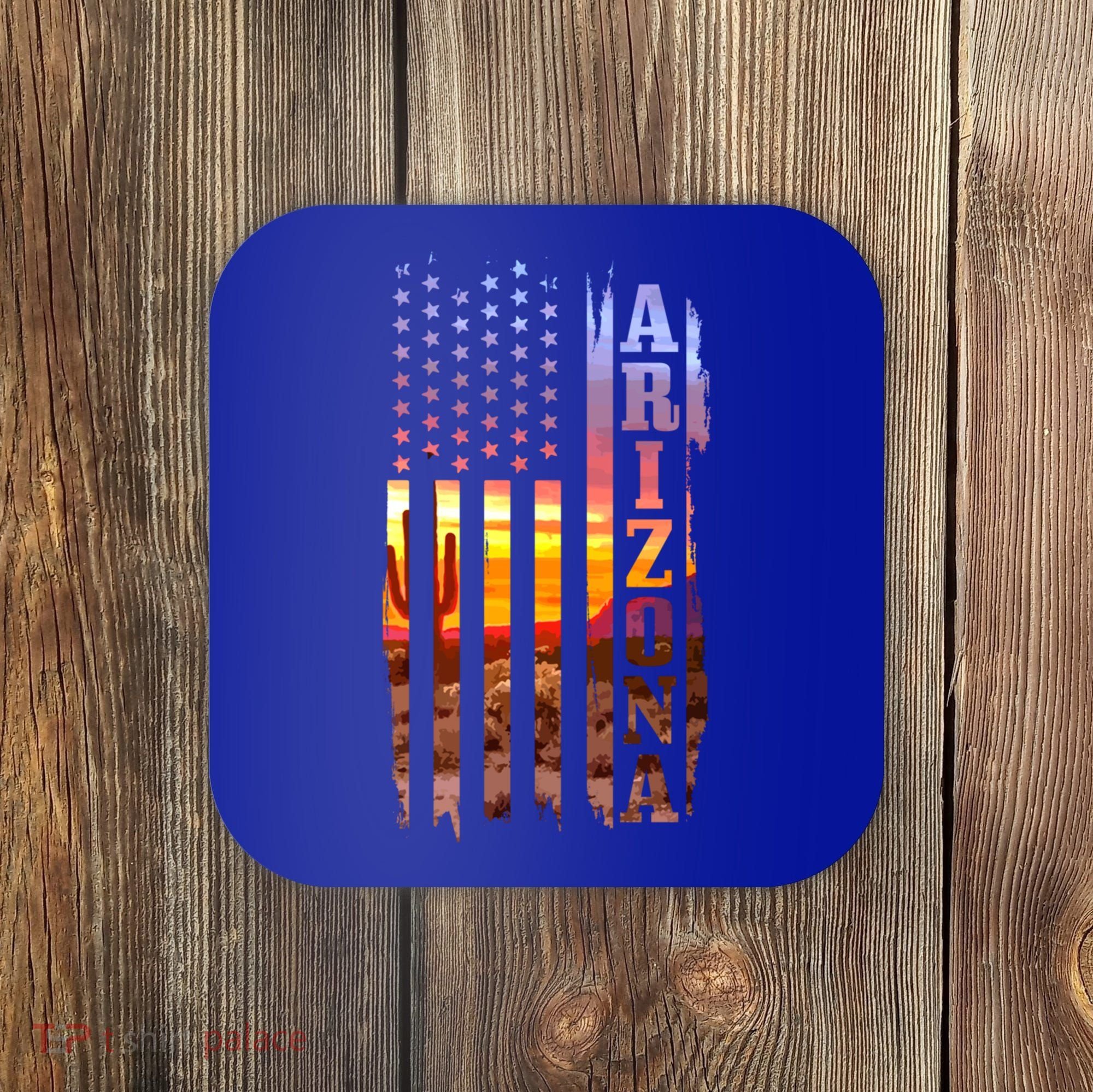 Arizona American Flag Pride Landscape Cactus Patriotic Gift Great Gift Coaster