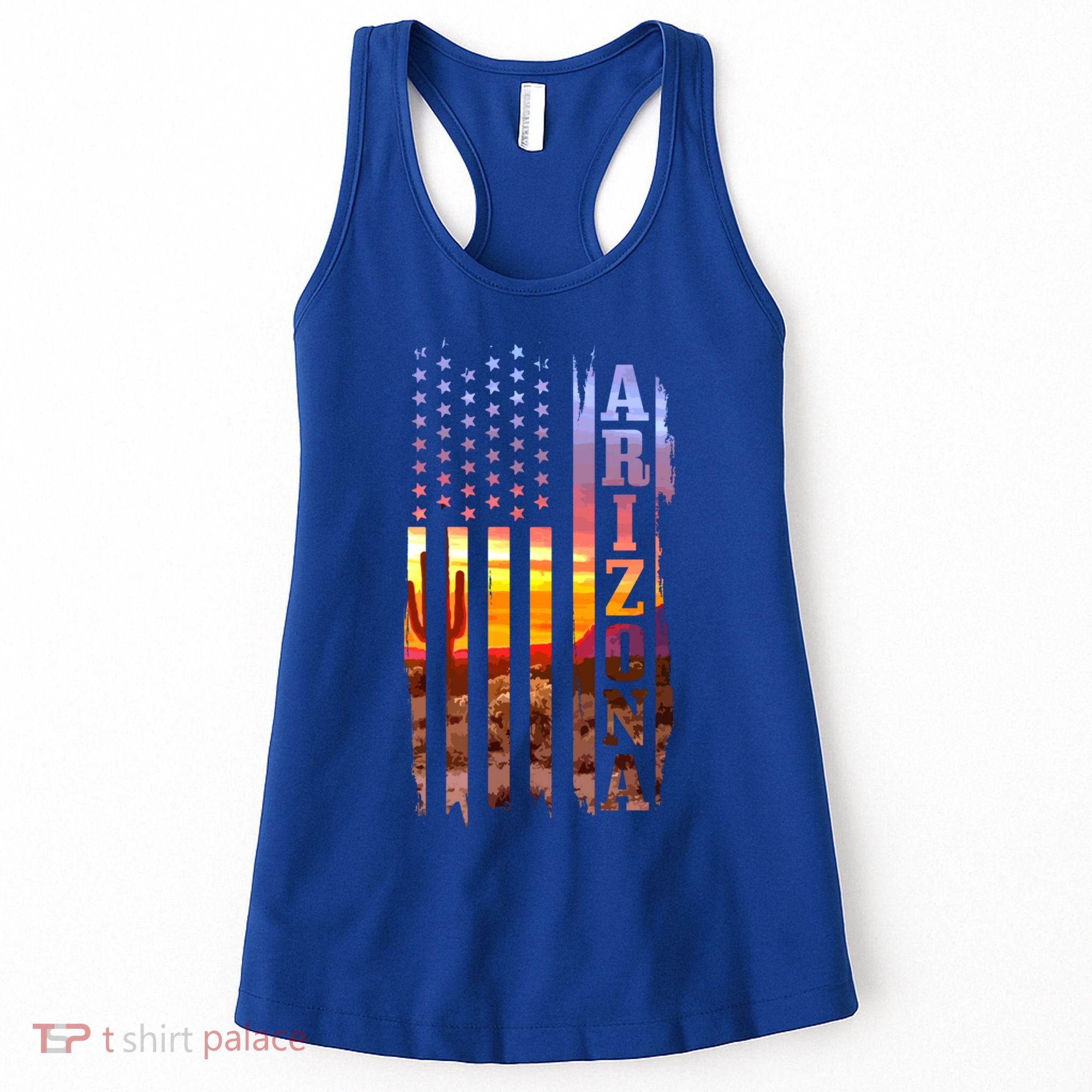Arizona American Flag Pride Landscape Cactus Patriotic Gift Great Gift Women's Tank Top