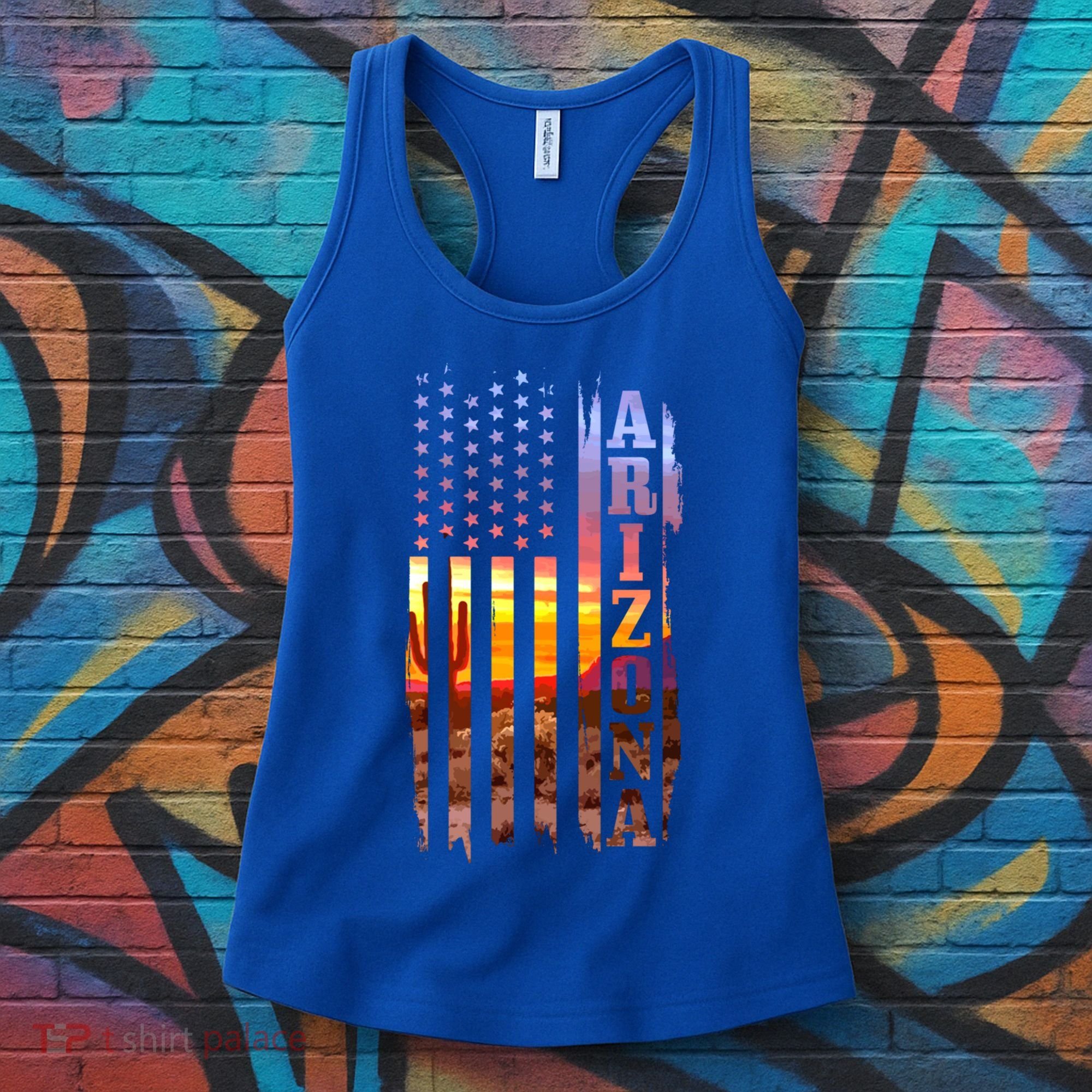 Arizona American Flag Pride Landscape Cactus Patriotic Gift Great Gift Women's Tank Top