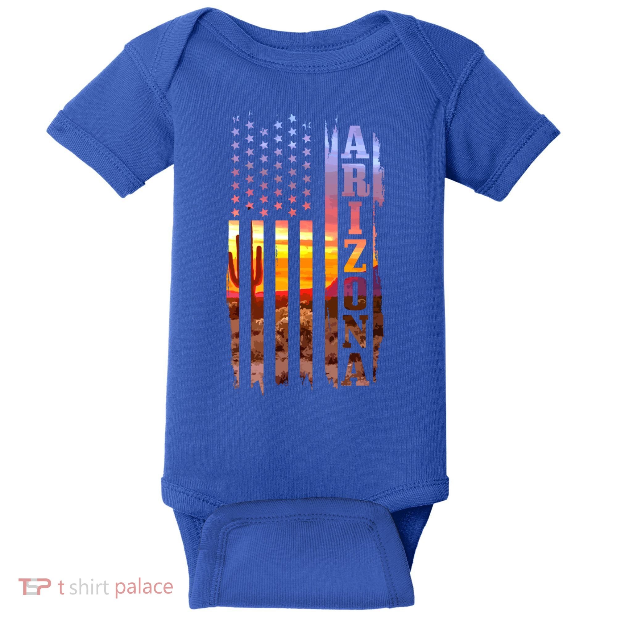 Arizona American Flag Pride Landscape Cactus Patriotic Gift Great Gift Baby Bodysuit