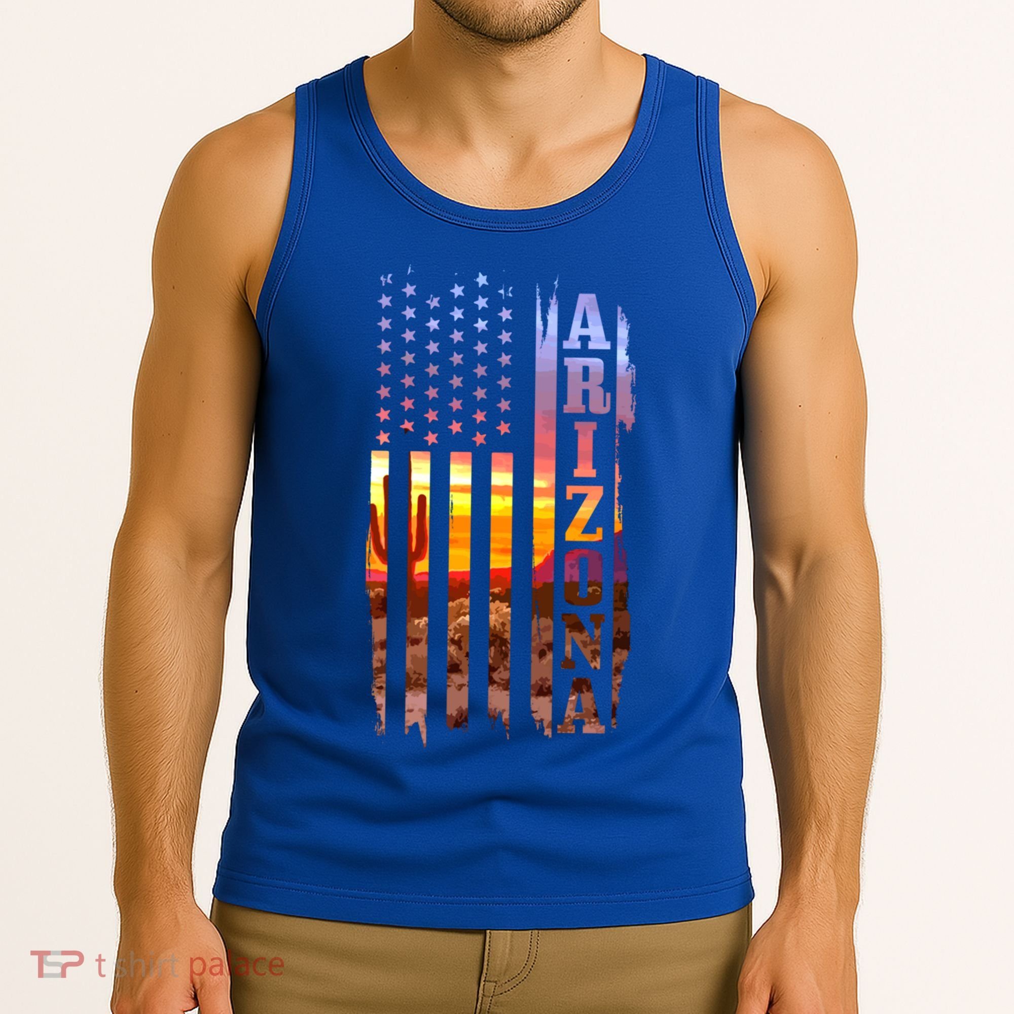 Arizona American Flag Pride Landscape Cactus Patriotic Gift Great Gift Tank Top