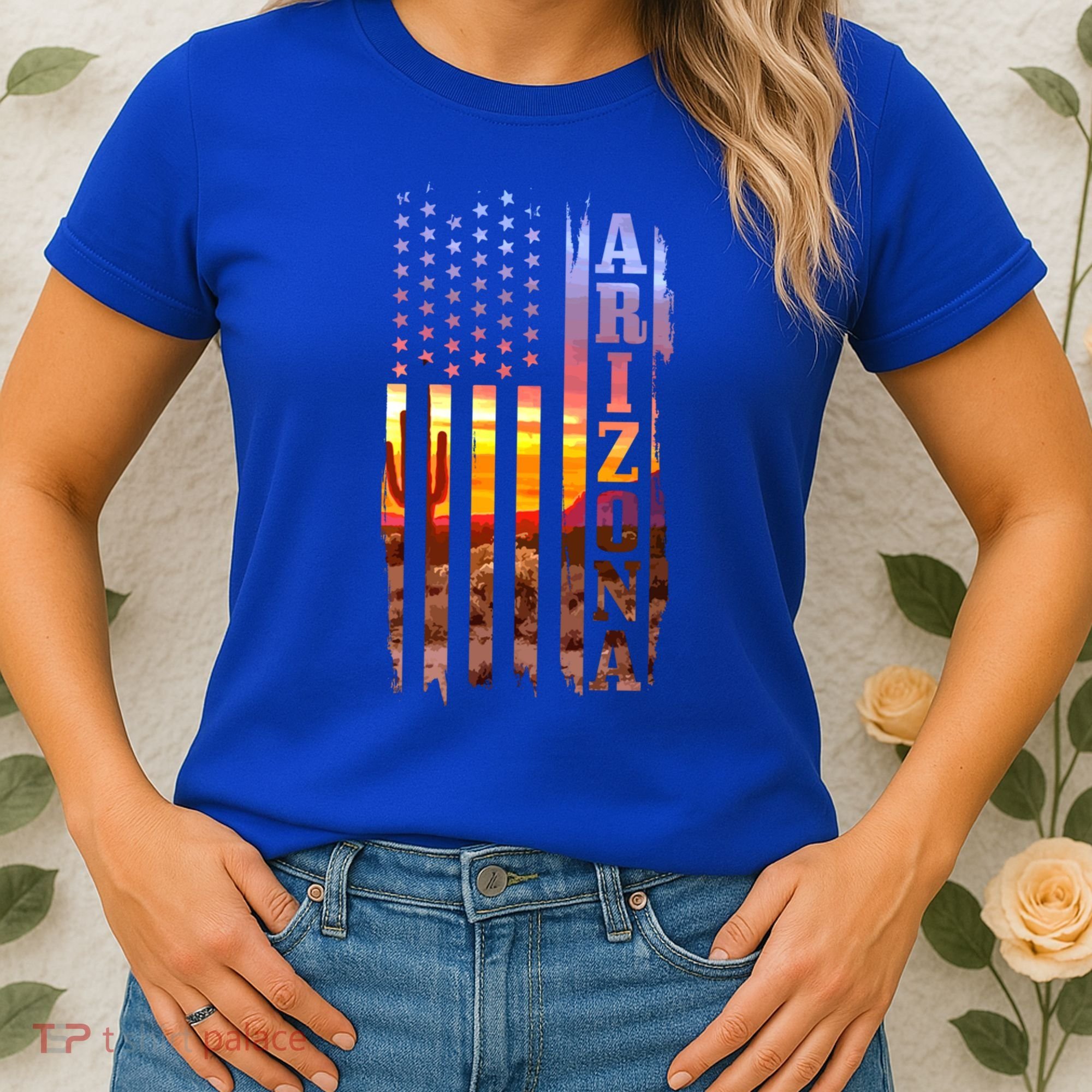 Arizona American Flag Pride Landscape Cactus Patriotic Gift Great Gift Women's T-Shirt