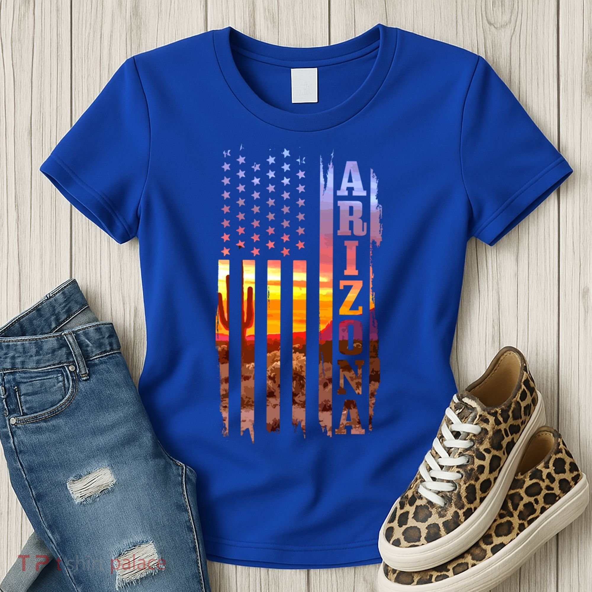 Arizona American Flag Pride Landscape Cactus Patriotic Gift Great Gift Women's T-Shirt