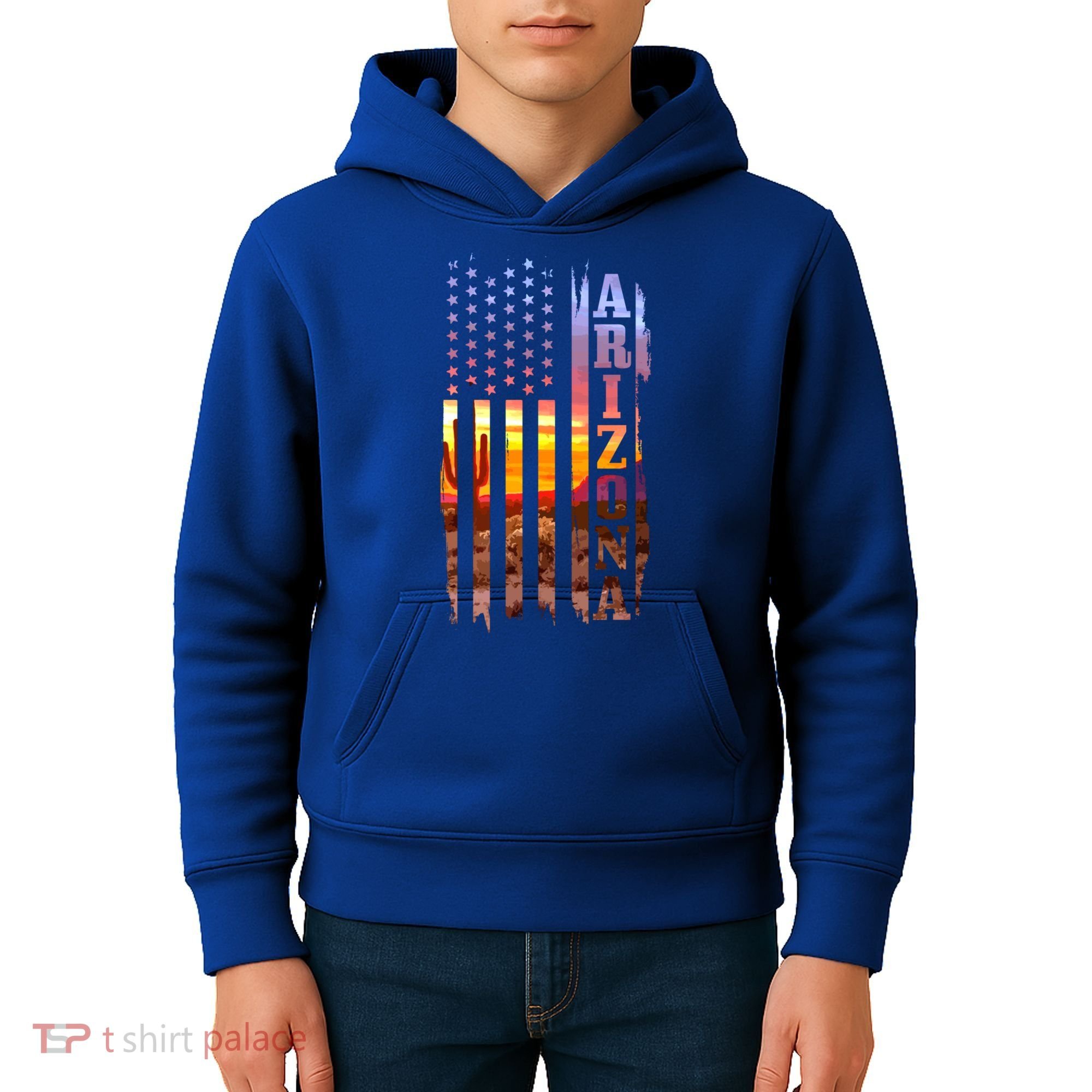 Arizona American Flag Pride Landscape Cactus Patriotic Gift Great Gift Kids Hoodie