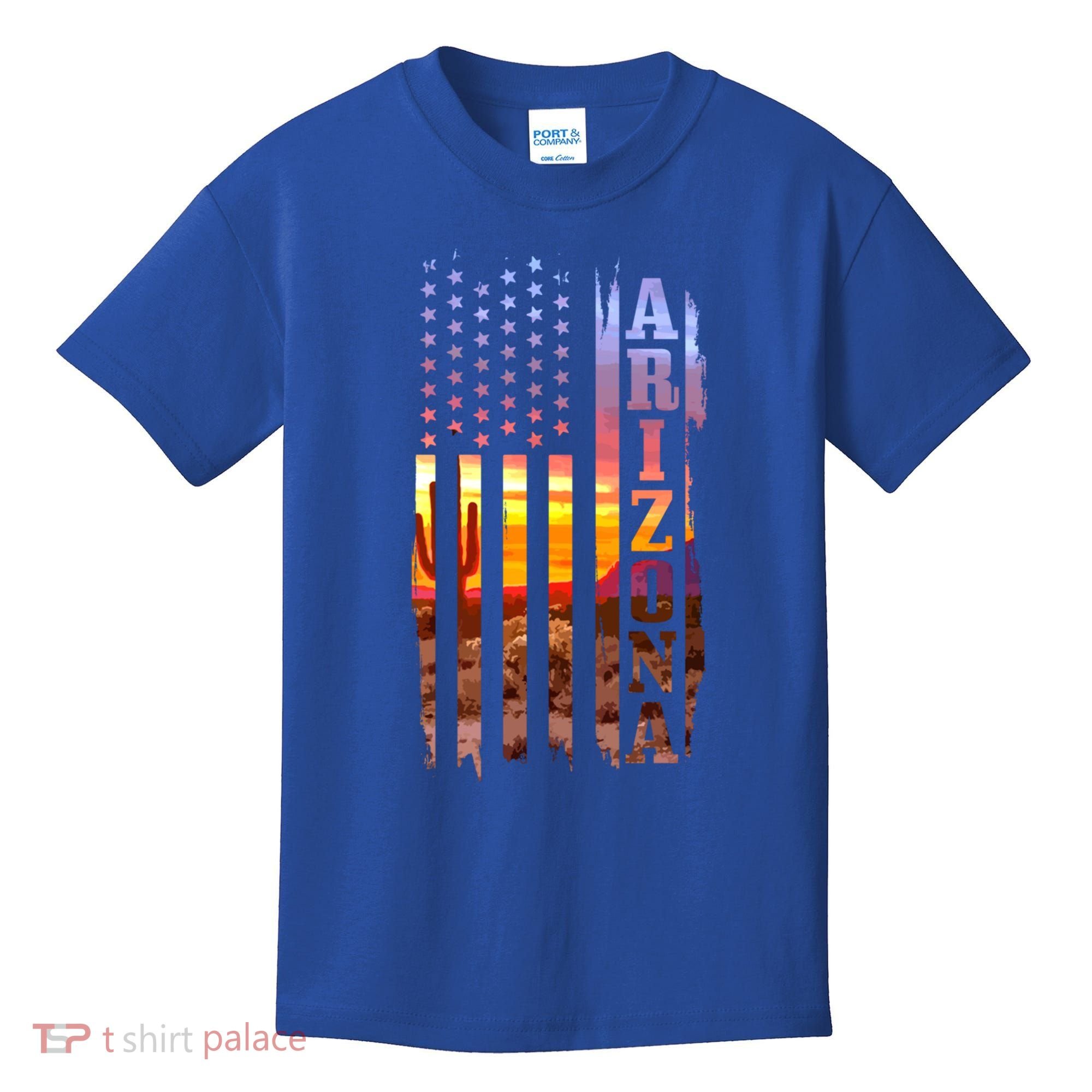 Arizona American Flag Pride Landscape Cactus Patriotic Gift Great Gift Kids T-Shirt