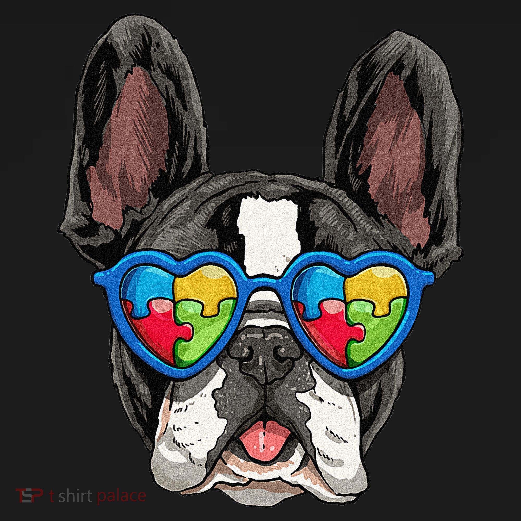 Autism Awareness French Bulldog Dog Puzzle Ornament