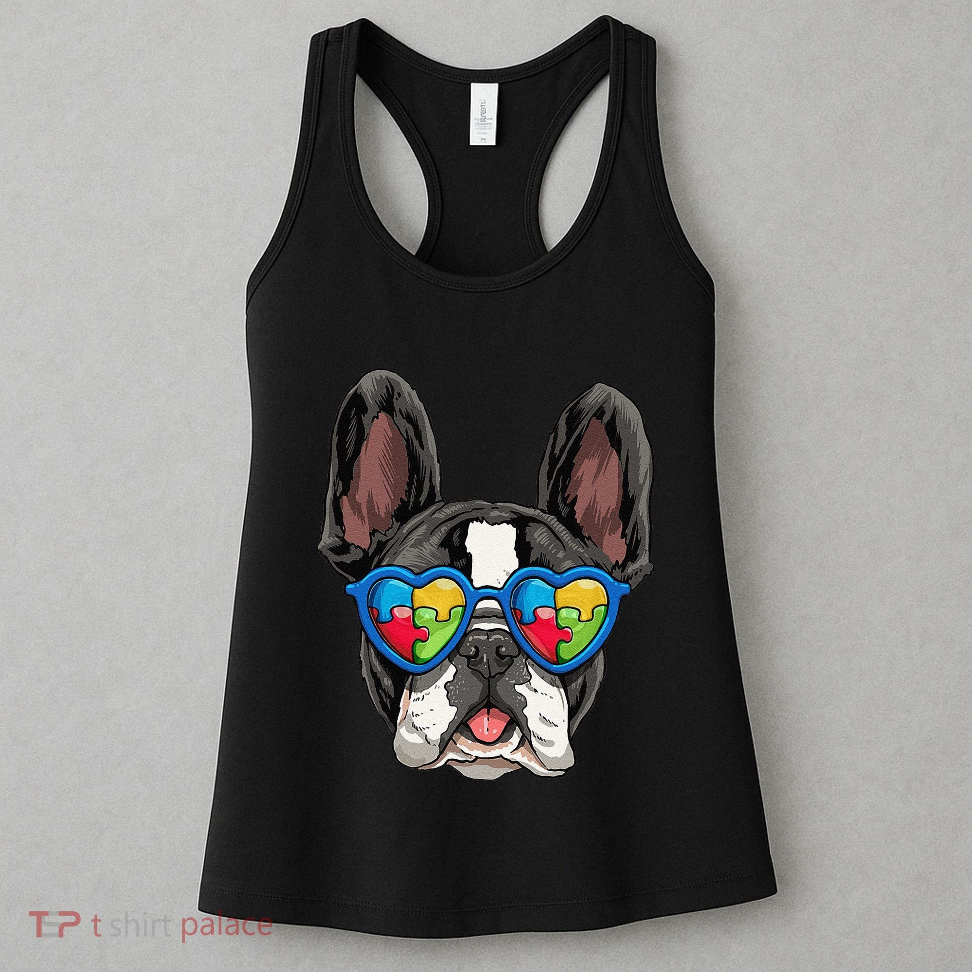 Autism Awareness French Bulldog Dog Puzzle Women's Tank Top