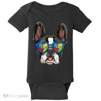 Autism Awareness French Bulldog Dog Puzzle Baby Bodysuit thumb 0