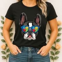 Autism Awareness French Bulldog Dog Puzzle Women's T-Shirt thumb 2