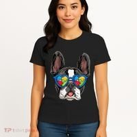 Autism Awareness French Bulldog Dog Puzzle Women's T-Shirt thumb 4