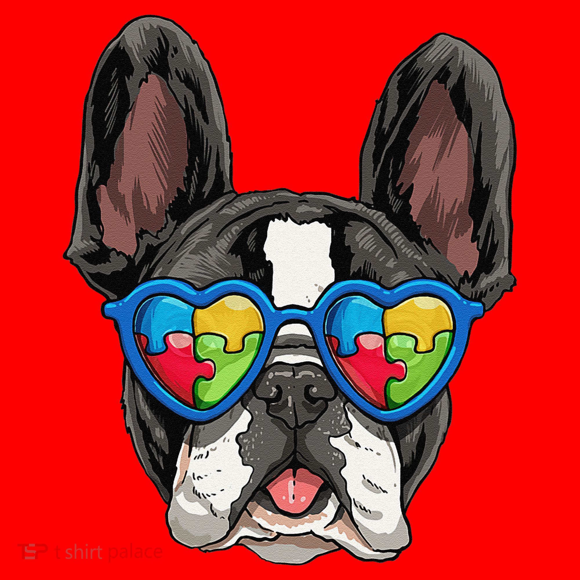 Autism Awareness French Bulldog Dog Puzzle Santa Hat