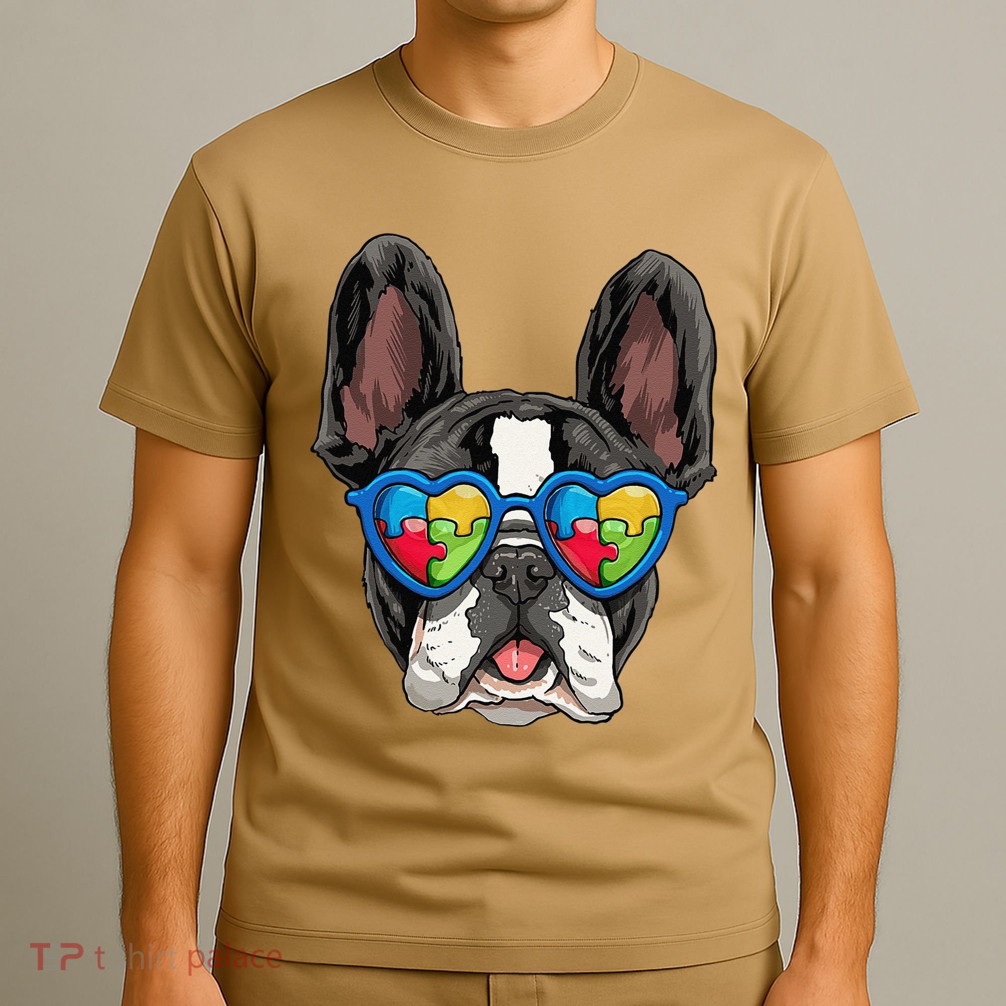Autism Awareness French Bulldog Dog Puzzle T-Shirt