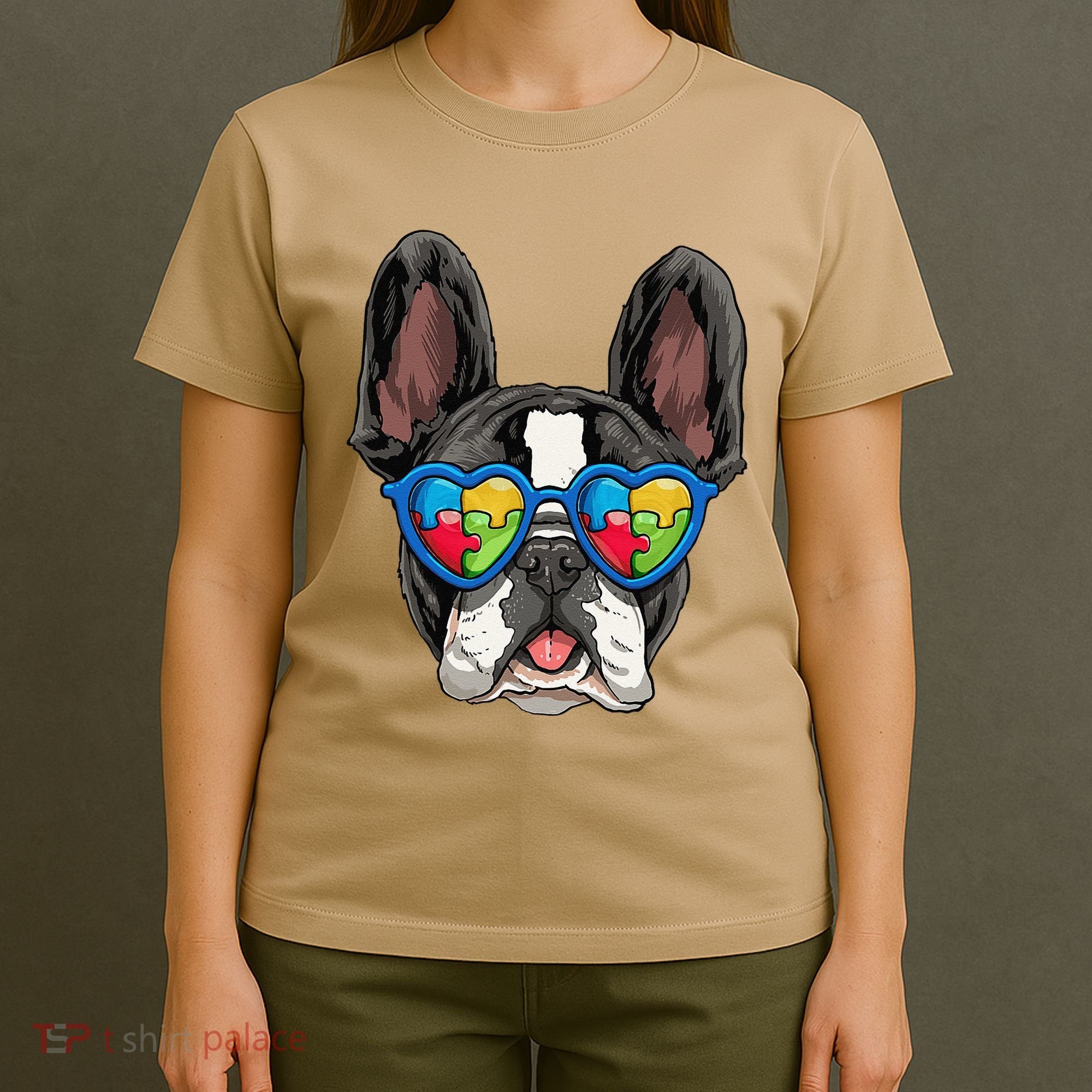 Autism Awareness French Bulldog Dog Puzzle T-Shirt
