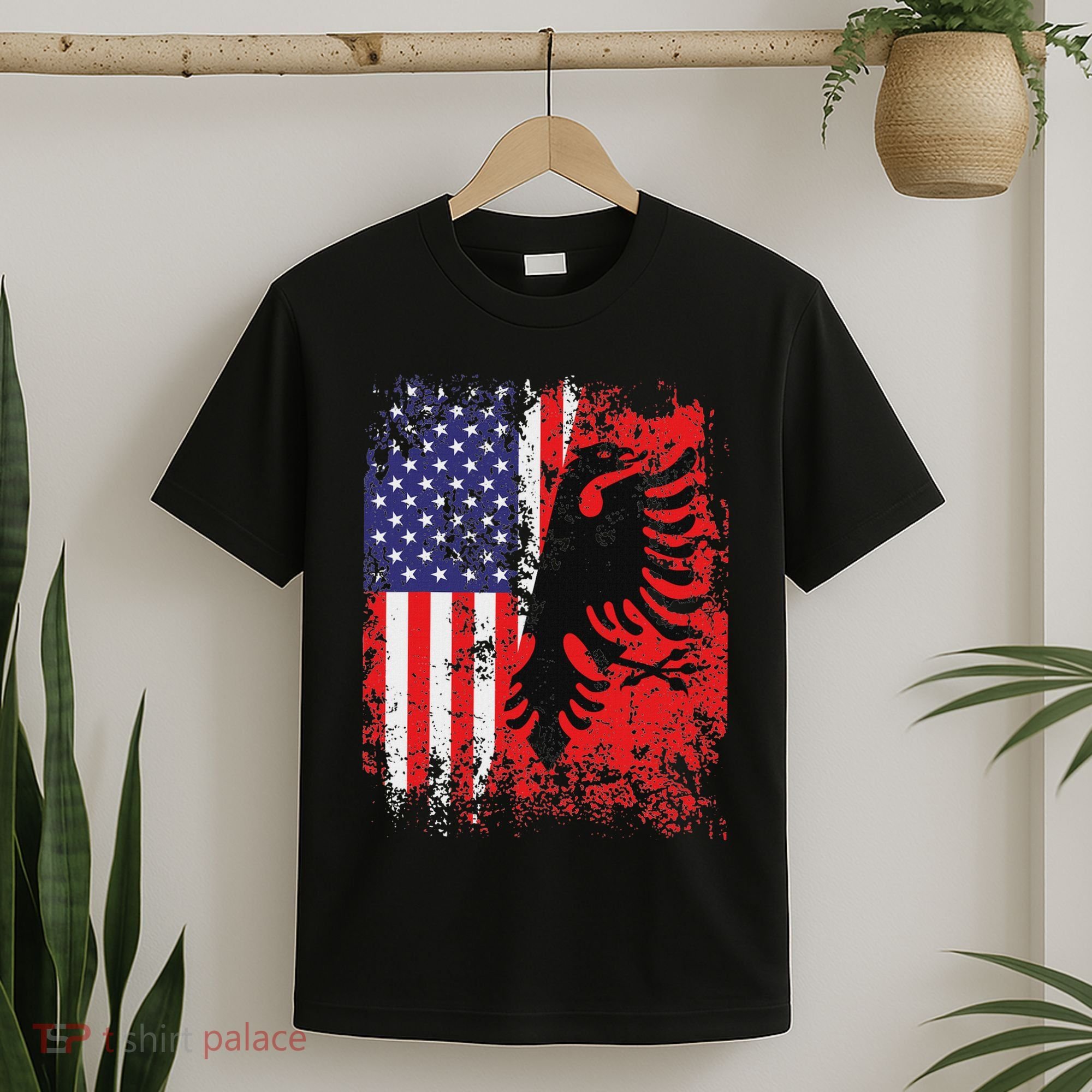 Albanian American Flag Patriotic Usa Albania Flag T-Shirt