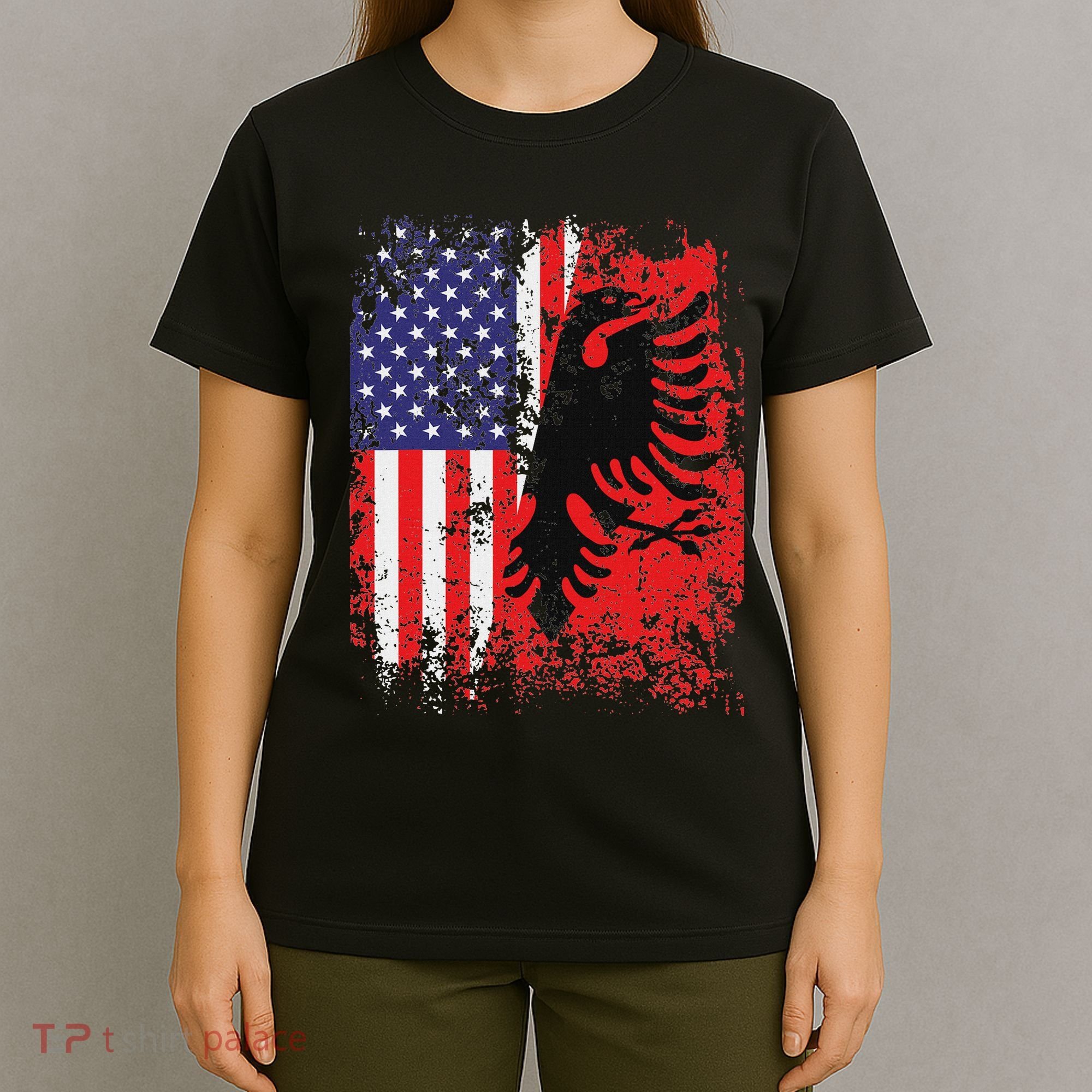 Albanian American Flag Patriotic Usa Albania Flag T-Shirt