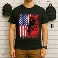 Albanian American Flag Patriotic Usa Albania Flag T-Shirt thumb 6