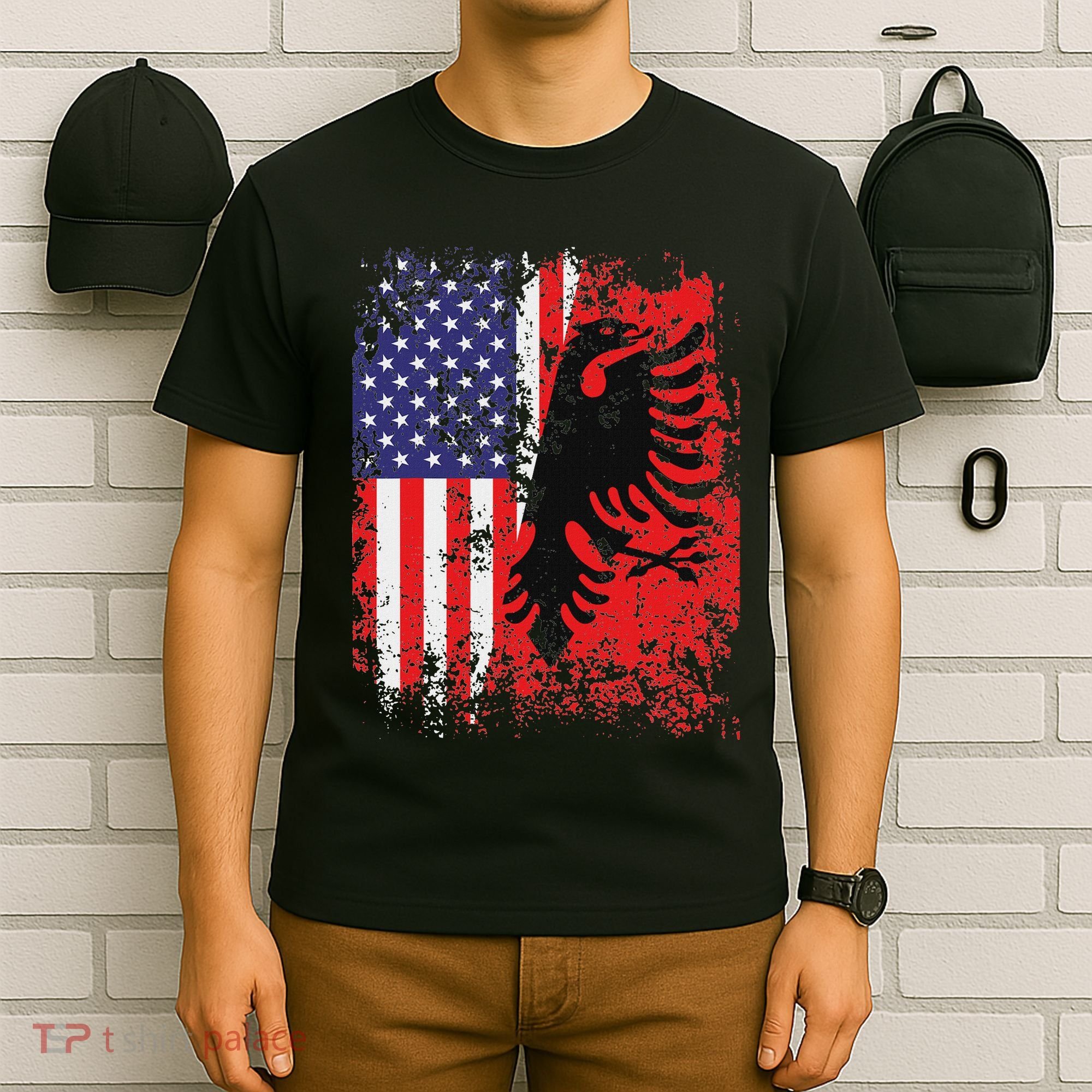 Albanian American Flag Patriotic Usa Albania Flag T-Shirt