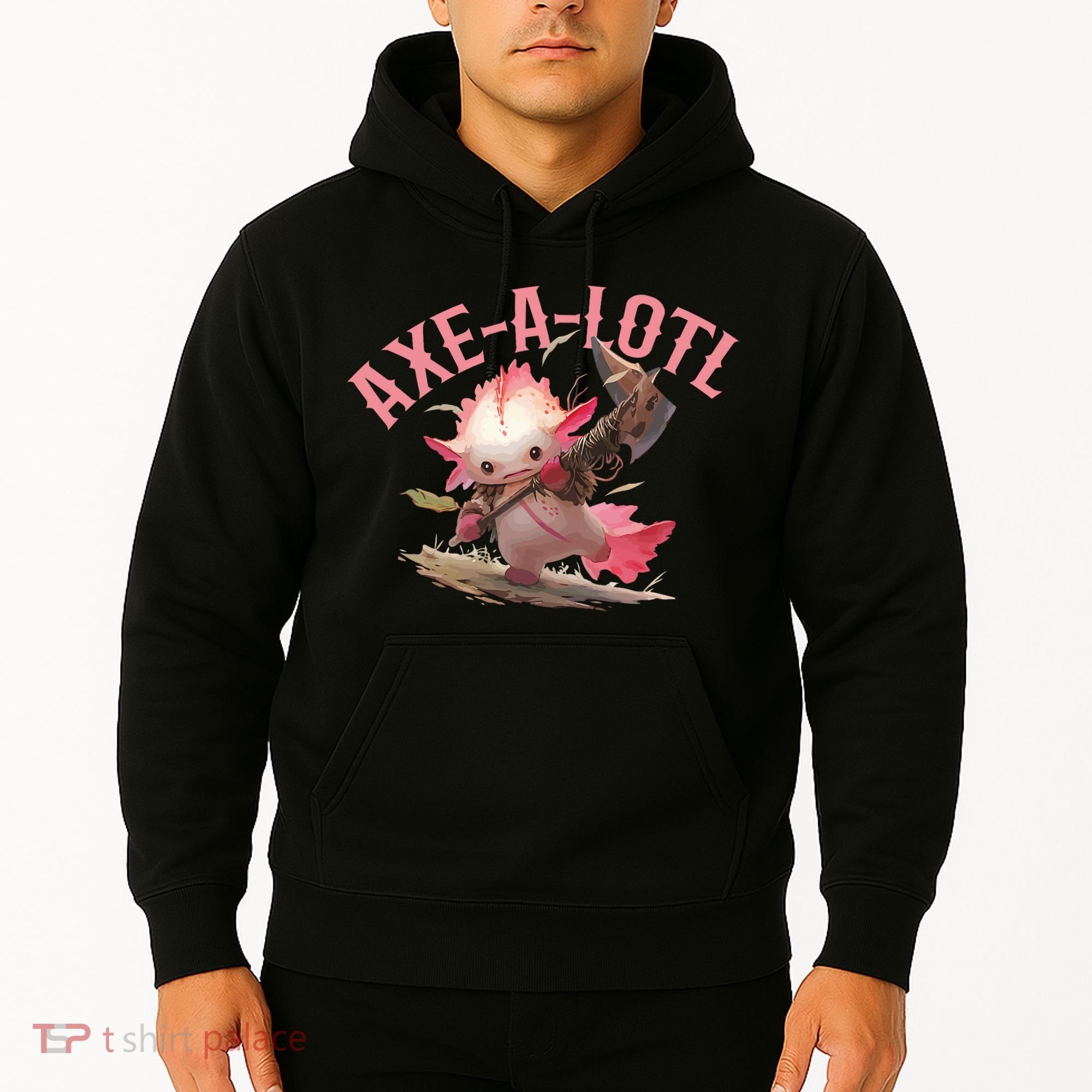 Axolotl Axt-A-Lotl Funny Viking Axe Throwing Lumberjack Hoodie