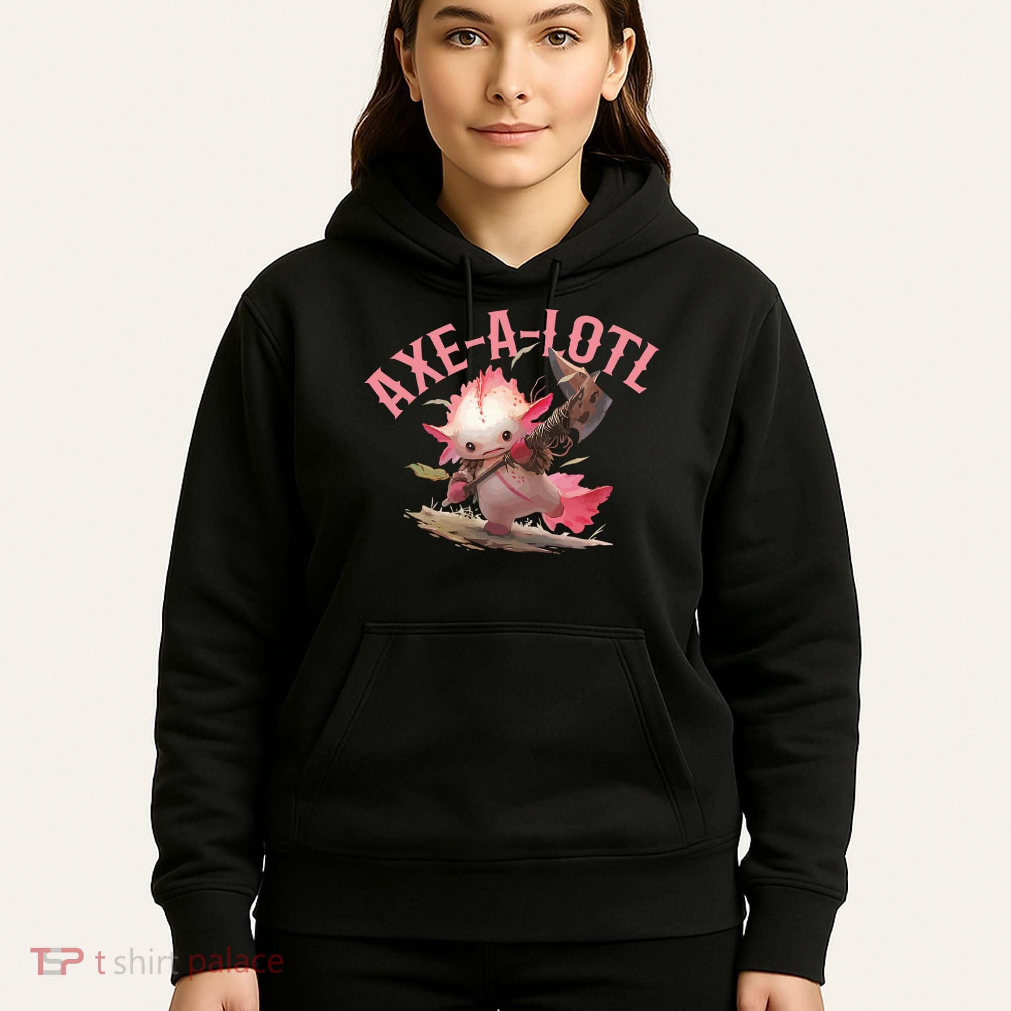 Axolotl Axt-A-Lotl Funny Viking Axe Throwing Lumberjack Hoodie