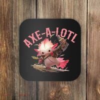 Axolotl Axt-A-Lotl Funny Viking Axe Throwing Lumberjack Coaster thumb 0