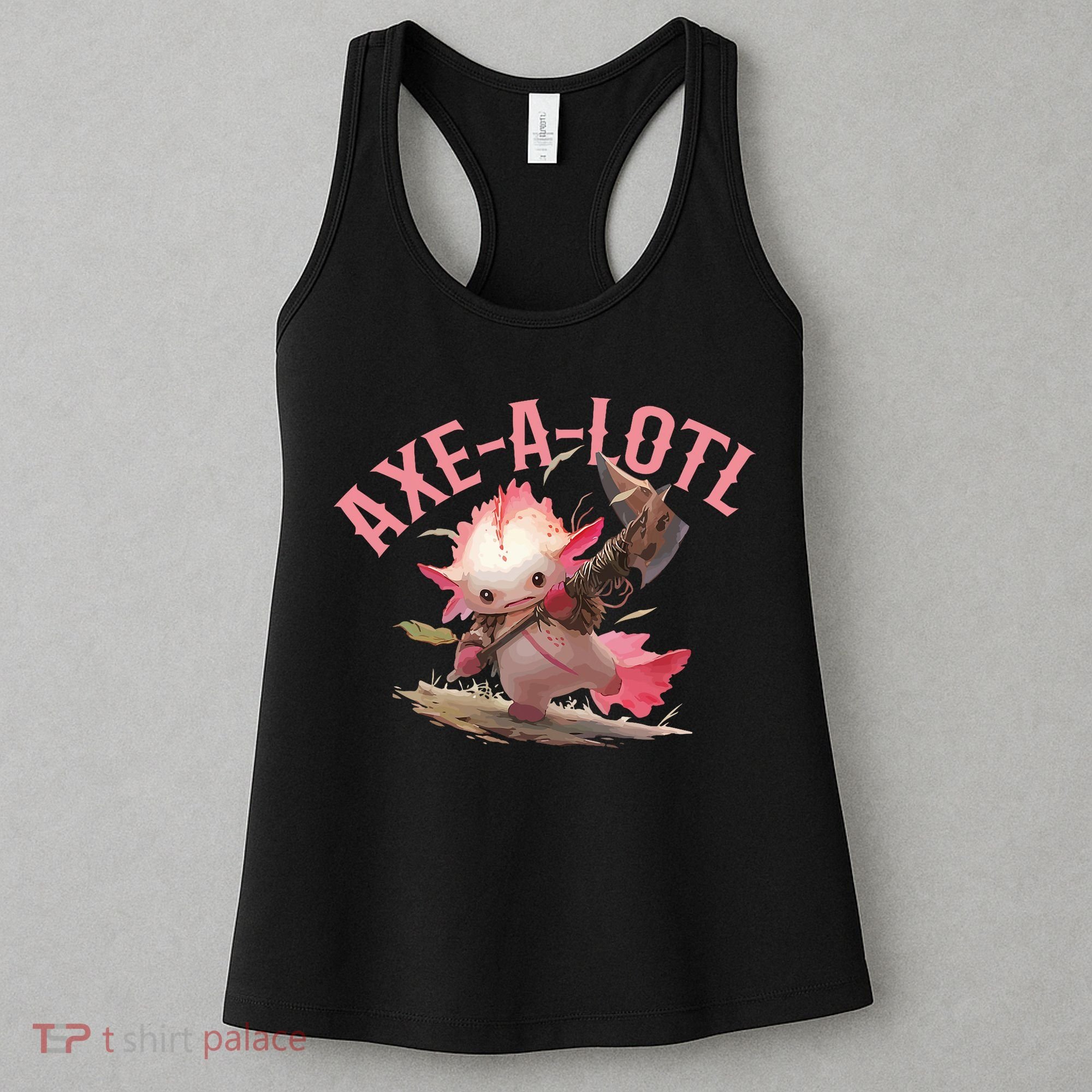 Axolotl Axt-A-Lotl Funny Viking Axe Throwing Lumberjack Women's Tank Top