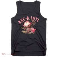 Axolotl Axt-A-Lotl Funny Viking Axe Throwing Lumberjack Tank Top thumb 0