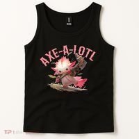 Axolotl Axt-A-Lotl Funny Viking Axe Throwing Lumberjack Tank Top thumb 2
