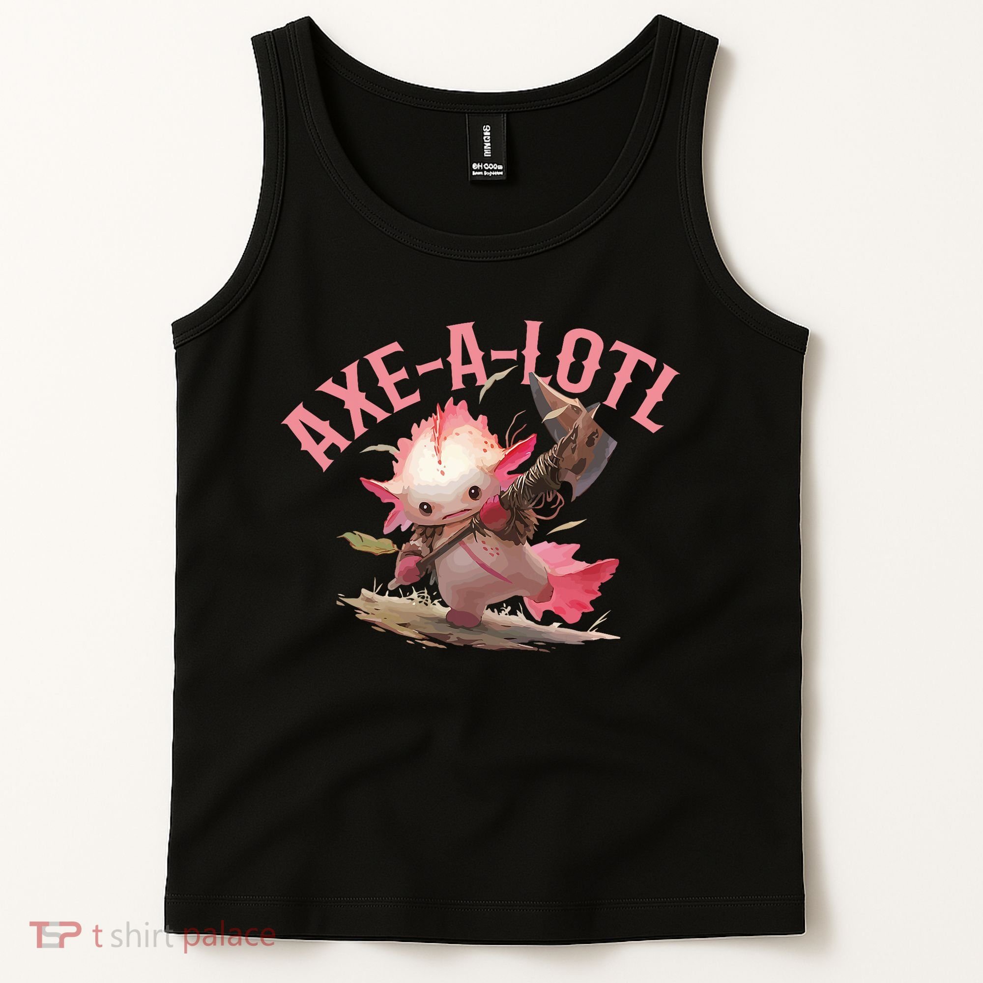 Axolotl Axt-A-Lotl Funny Viking Axe Throwing Lumberjack Tank Top