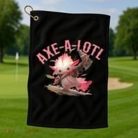 Axolotl Axt-A-Lotl Funny Viking Axe Throwing Lumberjack Golf Towel thumb 1