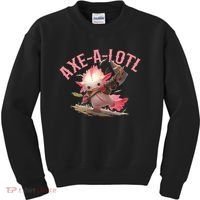 Axolotl Axt-A-Lotl Funny Viking Axe Throwing Lumberjack Kids Sweatshirt thumb 0