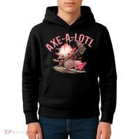 Axolotl Axt-A-Lotl Funny Viking Axe Throwing Lumberjack Kids Hoodie thumb 4