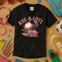 Axolotl Axt-A-Lotl Funny Viking Axe Throwing Lumberjack Kids T-Shirt thumb 3