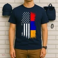 Armenian American Flag T Pride Armenia Usa Tees T-Shirt thumb 6