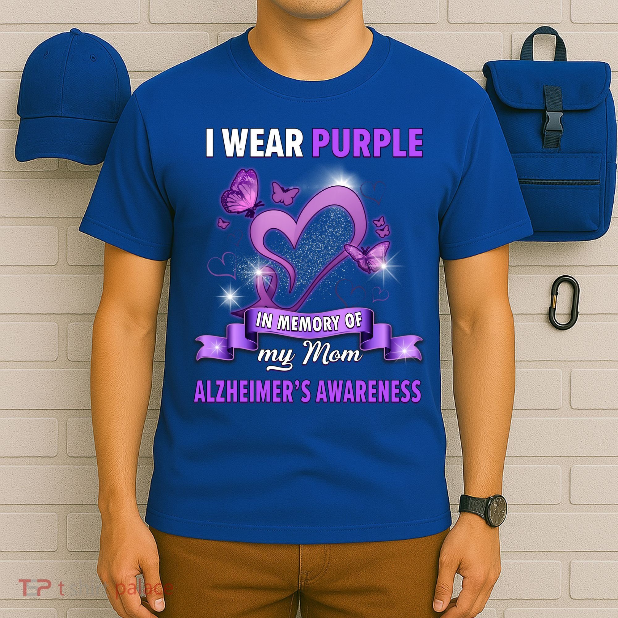 Alzheimer's Awareness Gift I Wear Purple In Memory Of My Mom Gift T-Shirt