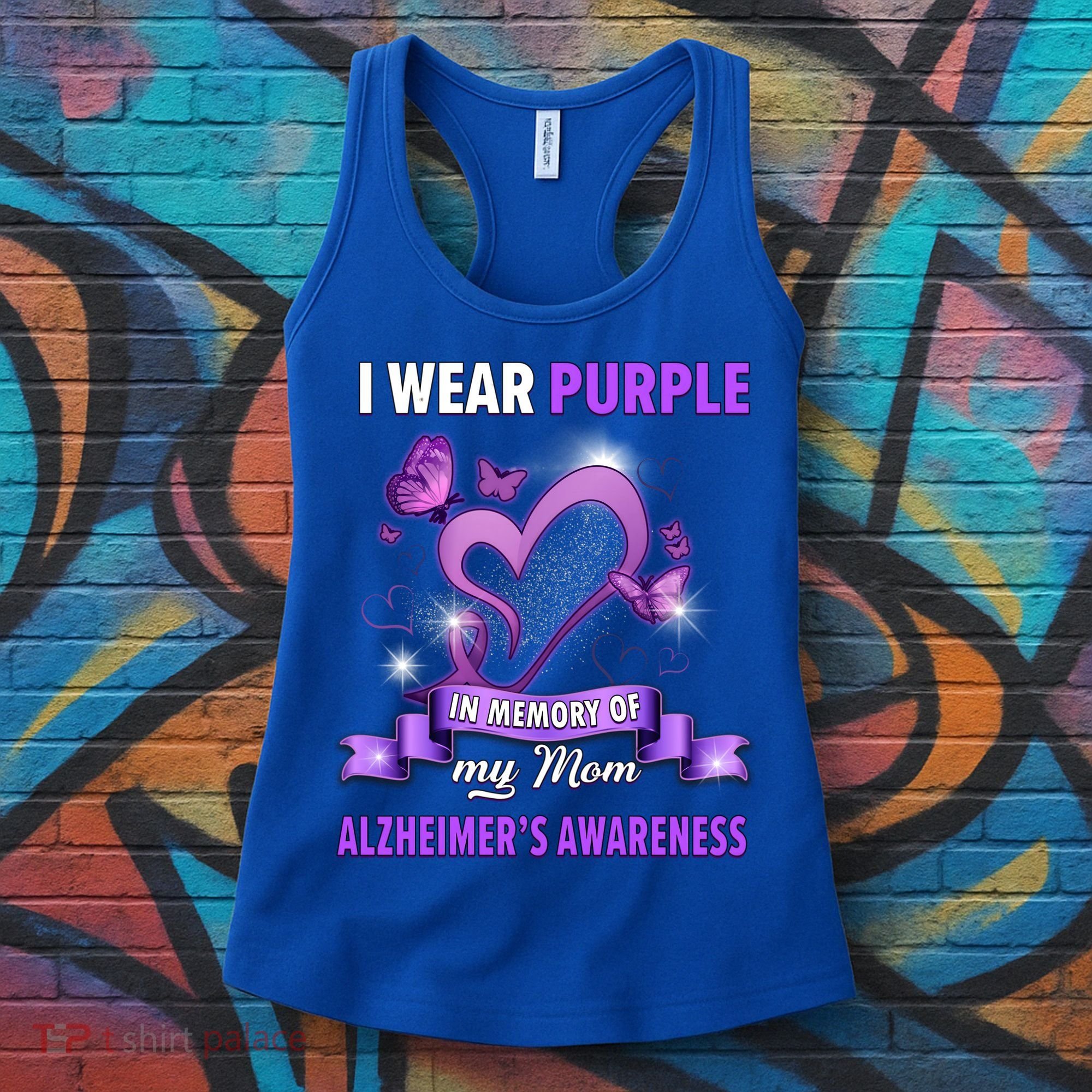 Alzheimer's Awareness Gift I Wear Purple In Memory Of My Mom Gift Women's Tank Top