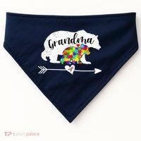 Autism Awareness Grandma Bear Support Autistic Adults Wo USA-Made Doggie Bandana thumb 0