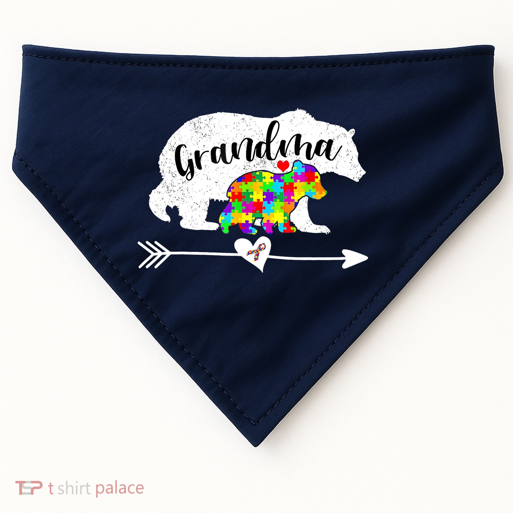 Autism Awareness Grandma Bear Support Autistic Adults Wo USA-Made Doggie Bandana