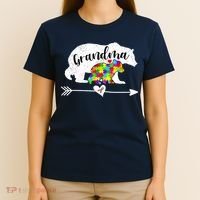 Autism Awareness Grandma Bear Support Autistic Adults Wo T-Shirt thumb 4