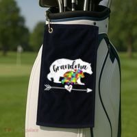 Autism Awareness Grandma Bear Support Autistic Adults Wo Golf Towel thumb 2
