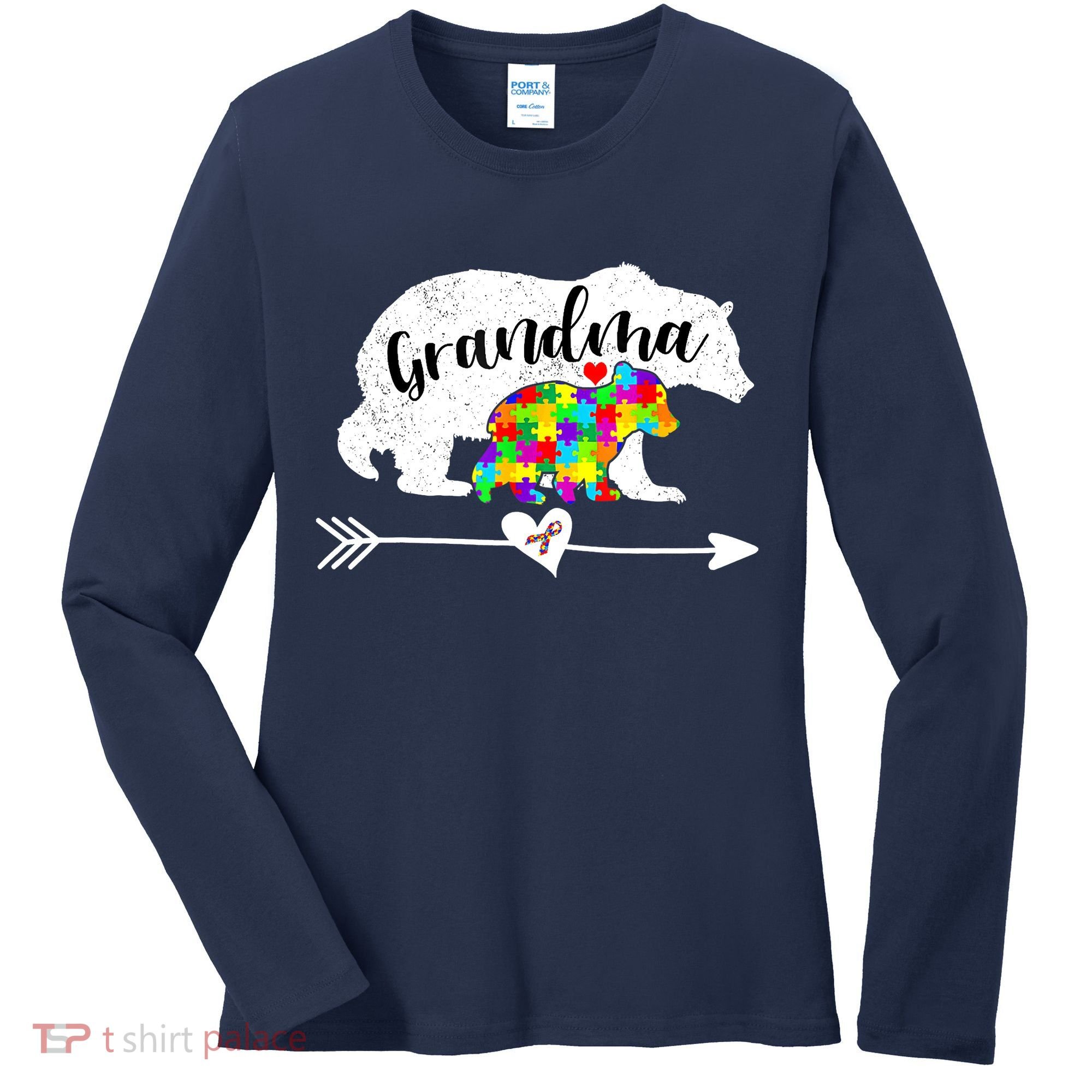 Autism Awareness Grandma Bear Support Autistic Adults Wo Women's Long Sleeve Shirt